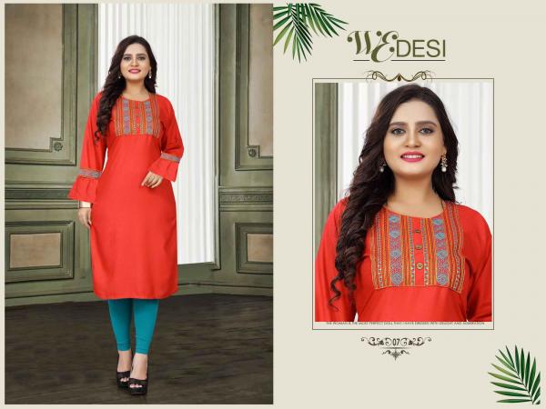 Aagya We Desi 4 Rayon Embroidery Fancy Kurti